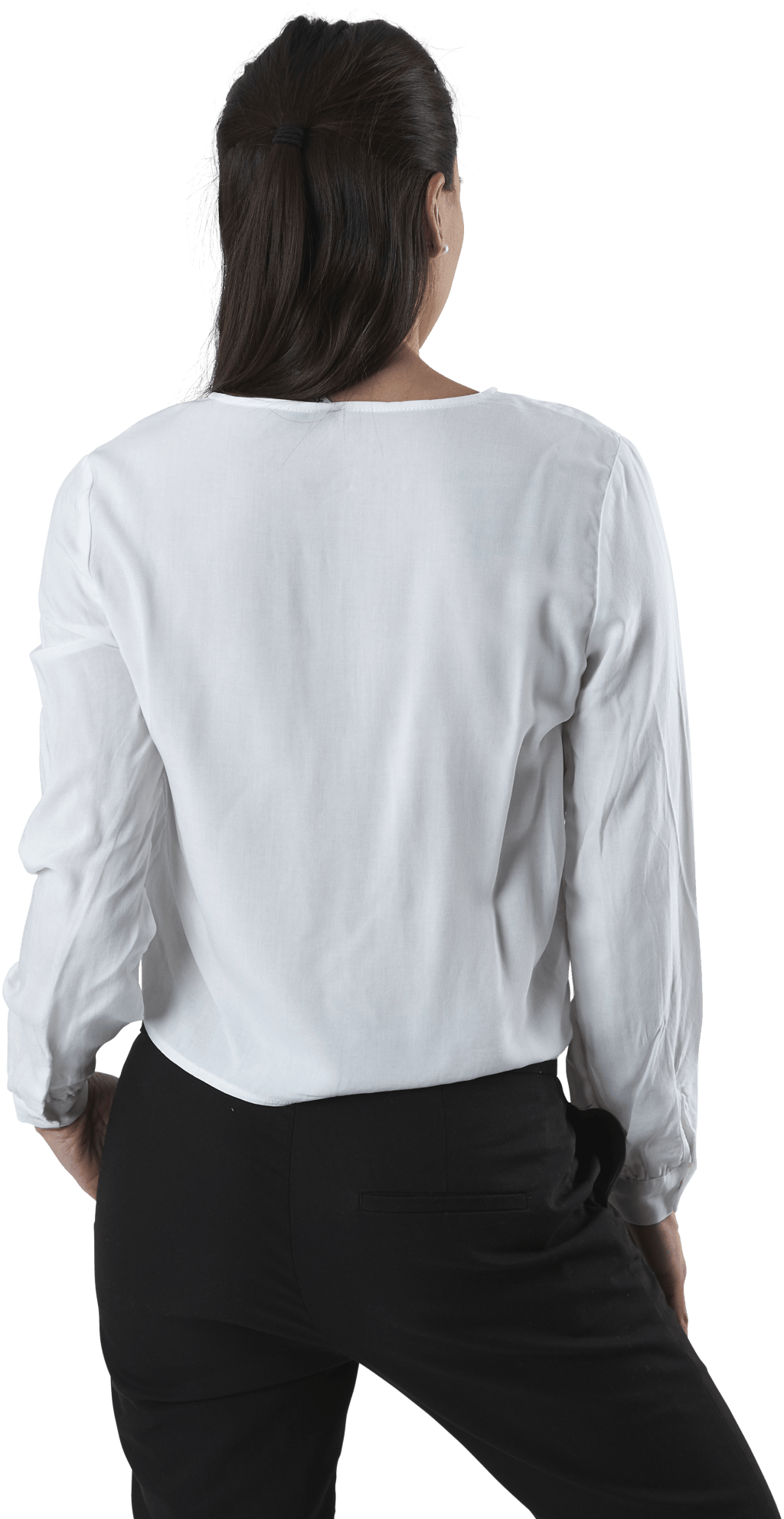 Nina Life L/S Tie Shirt Wvn White - Bild 3