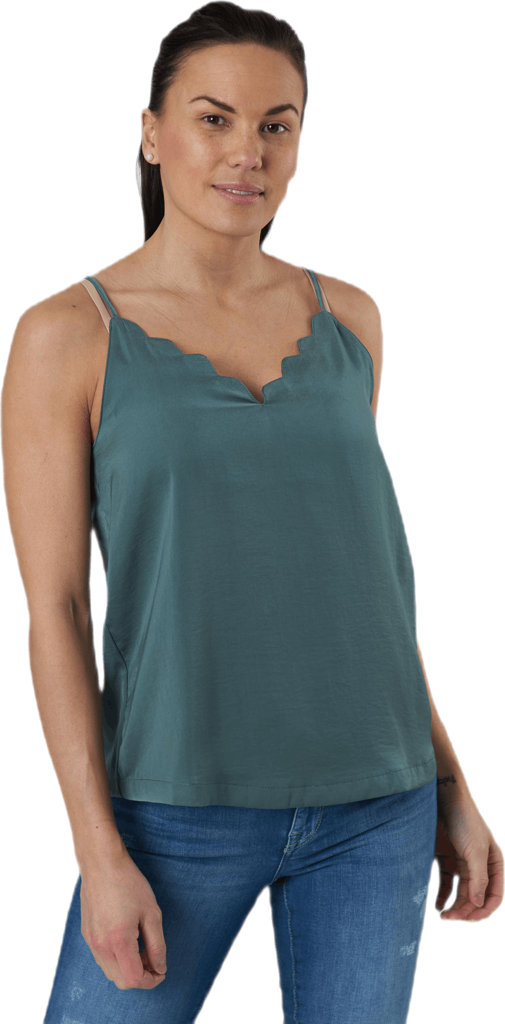 Debbie Singlet Wvn Green, Female, Apparels, Tops, Green, 38