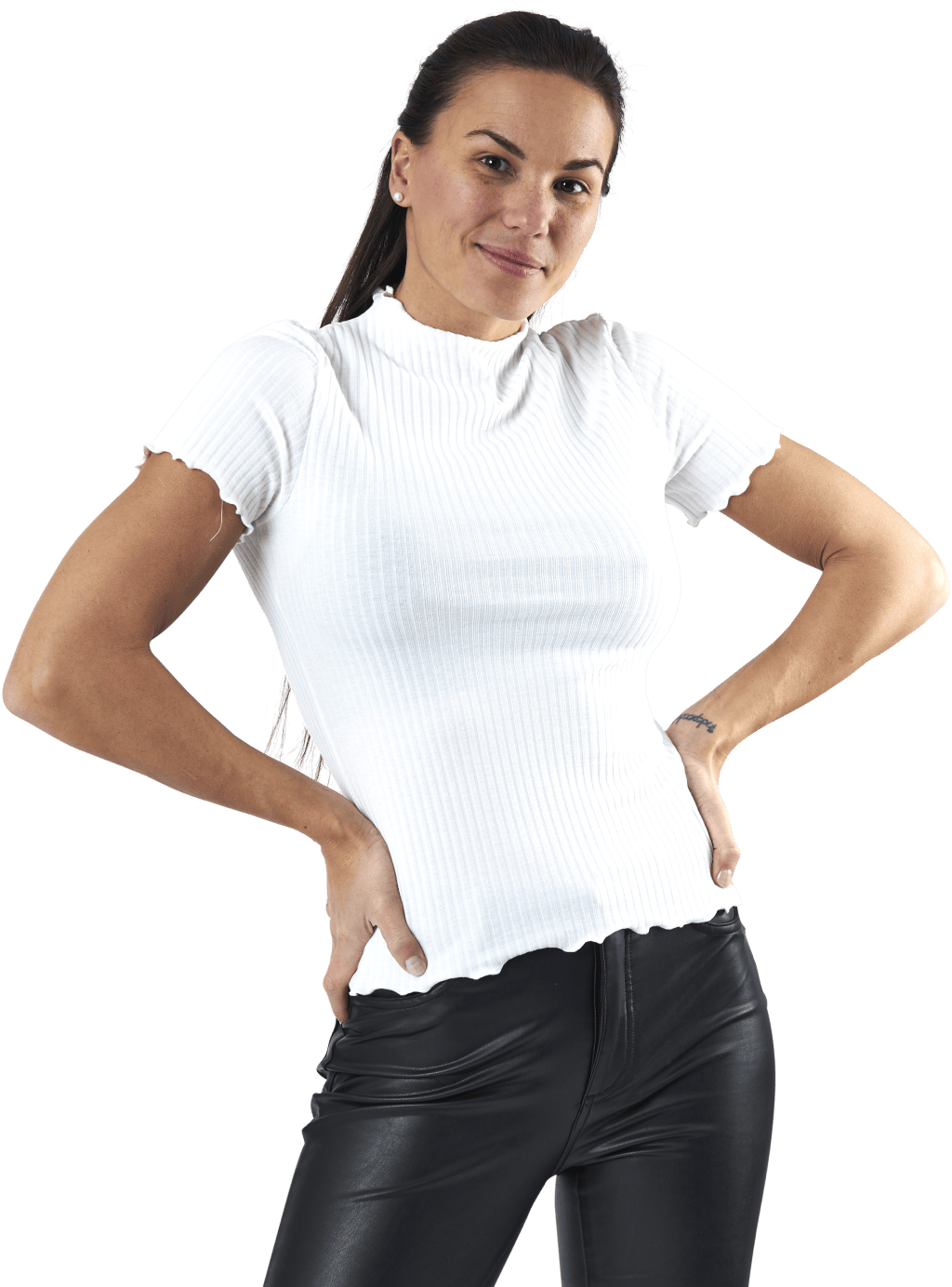 Emma S/S Highneck Top Jrs Beige, Female, Aparelhos, Camisa, Bege, M