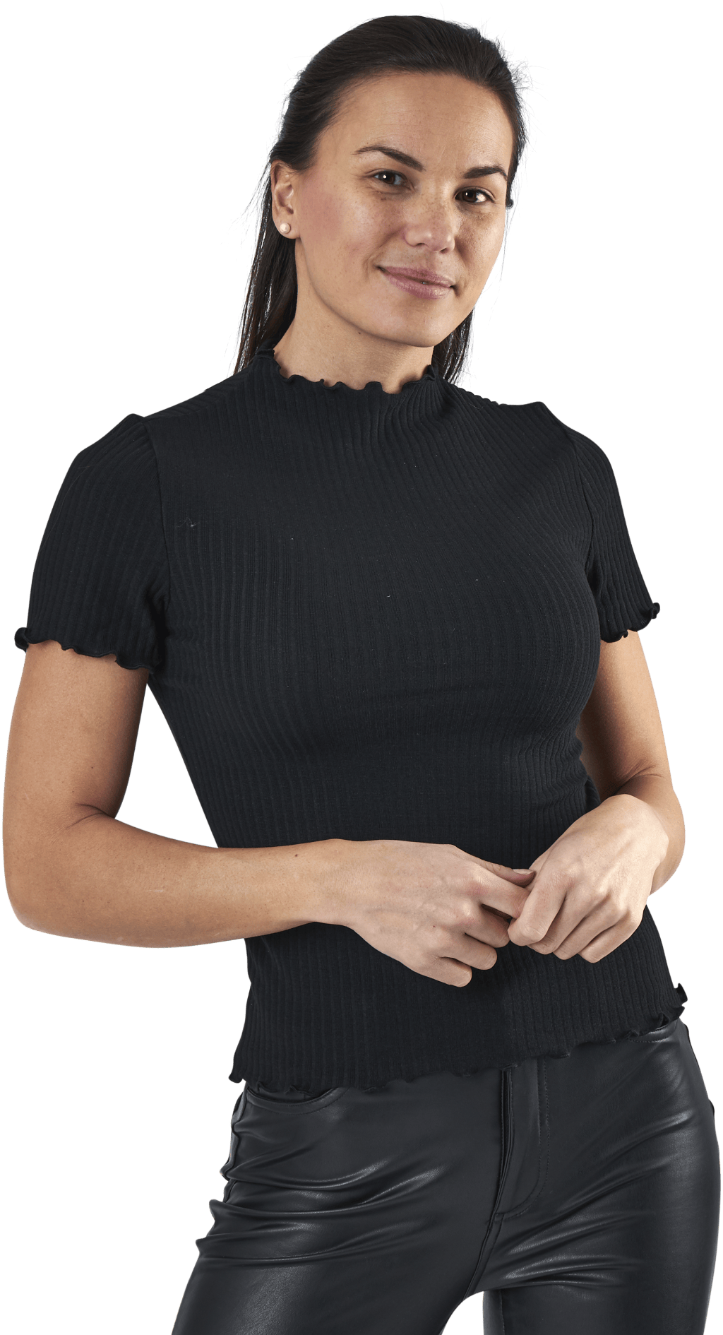 Emma S/S Highneck Top Jrs Black, Female, Kläder, T-shirt, Svart, M