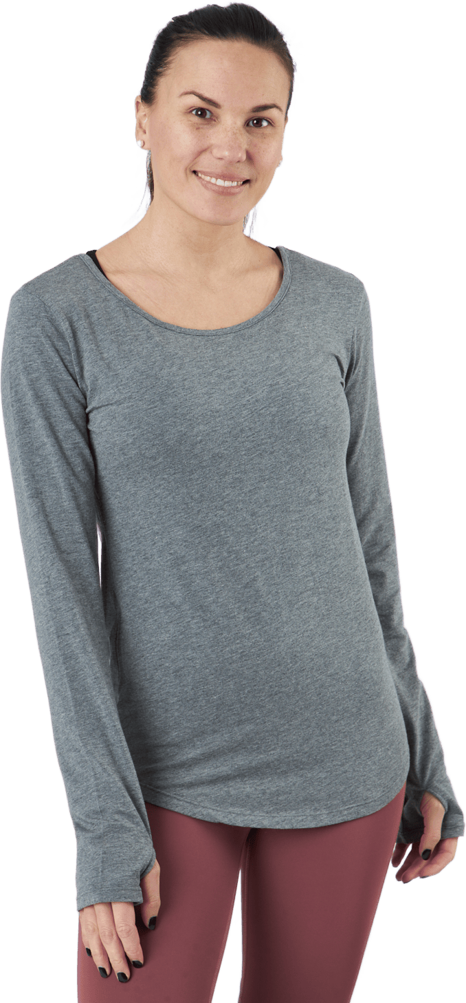 Positive LS Grey, Female, Klær, Skjorter, Yoga, Grå, L