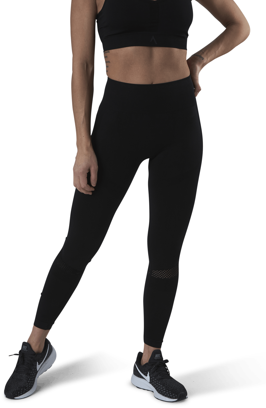 Fitness Mesh Knit Tights Black, Female, Apparels, Leggings, Workout, Black, M