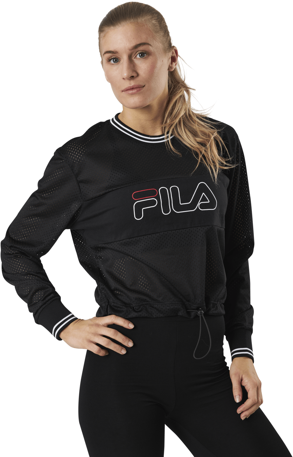Jalina Cropped Sporty Mesh Shirt Black, Female, Apparels, jackets, Black, XS