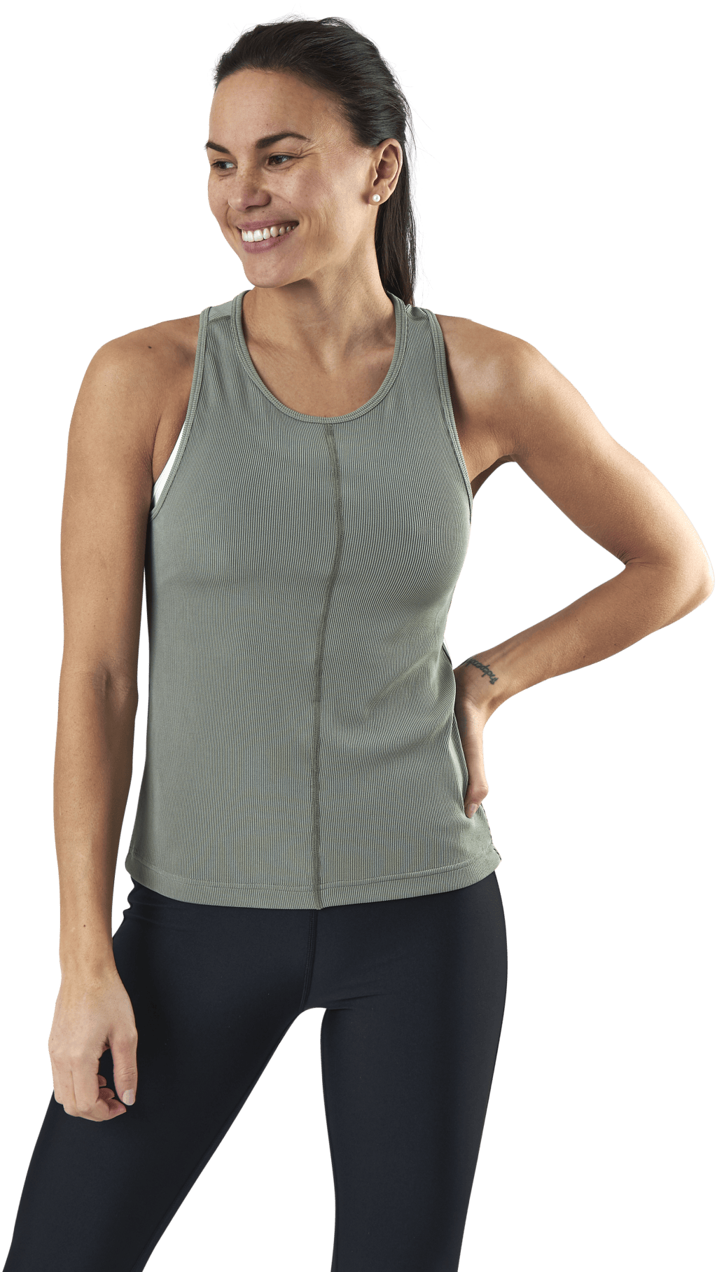 Trust Rib Tank Green, Female, Ropa, Tops, Yoga, Verde, S