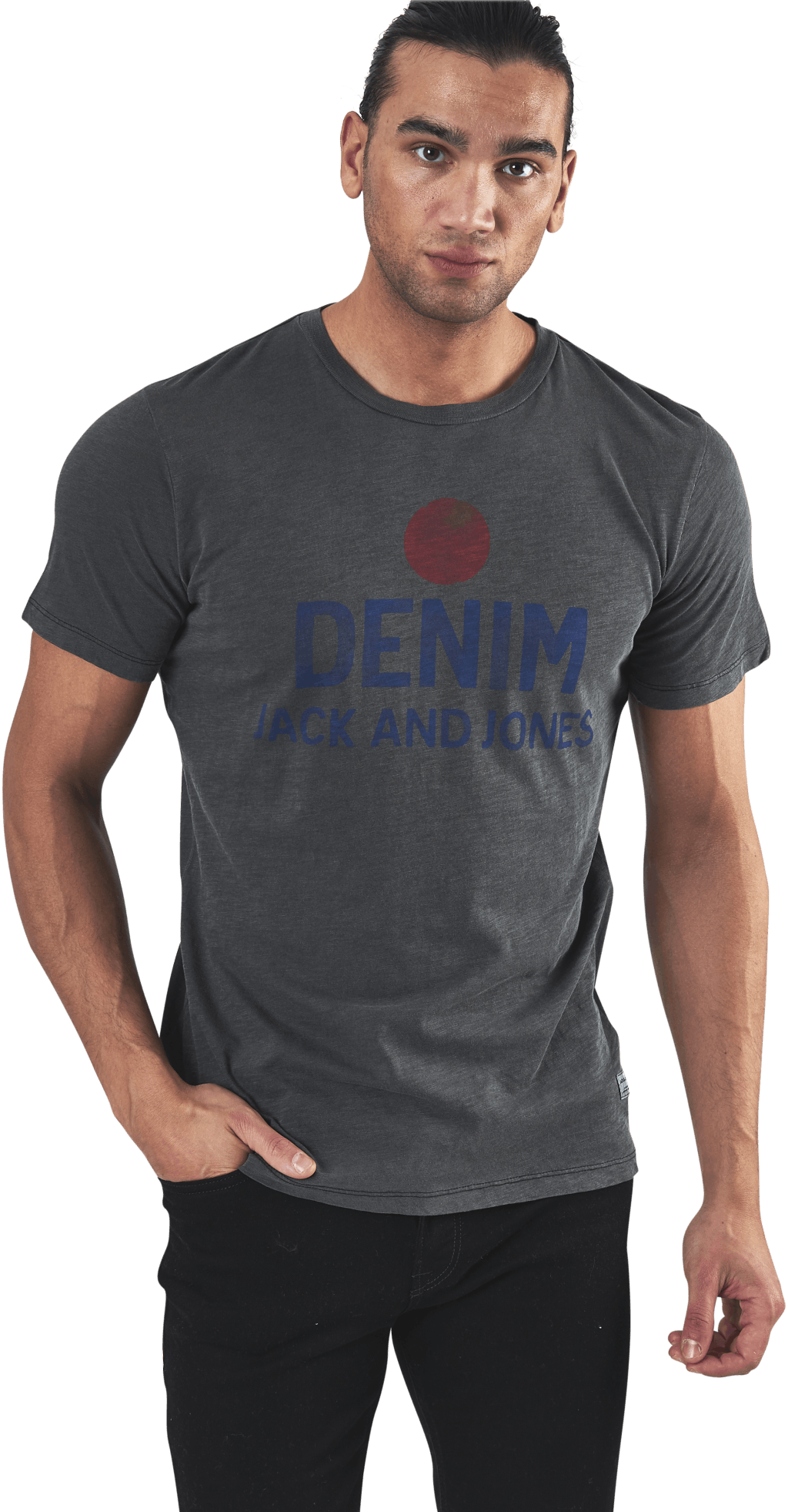 Wash Jeans Tee Ss Crew Neck Black, Male, Klær, T skjorte, Svart, L