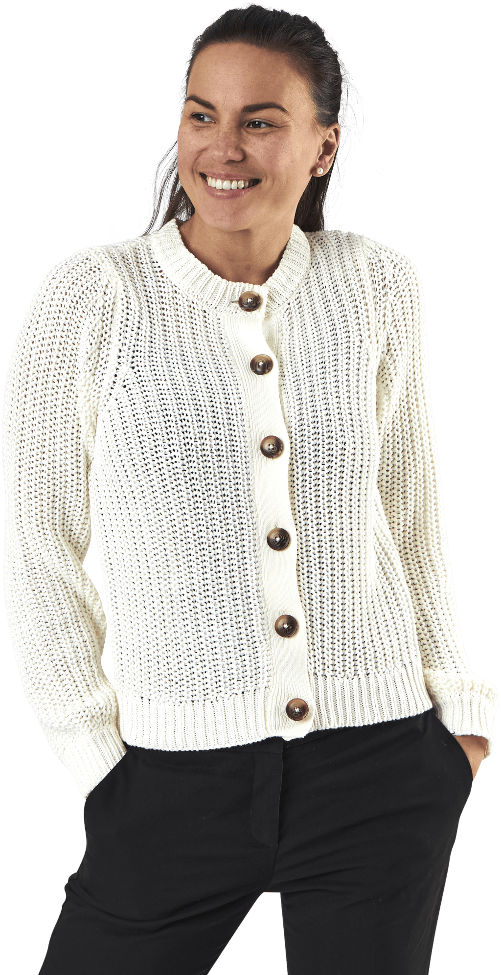 Petula Ls  Knit Cardigan White