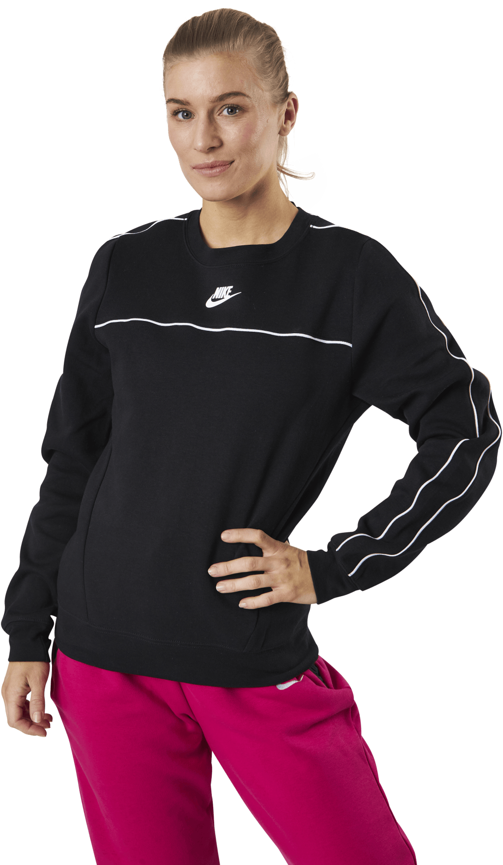 Nsw Crew Mlnm Flc White/Black