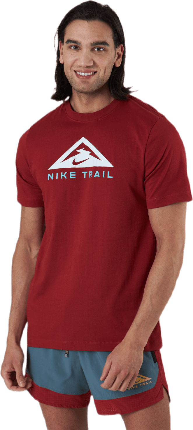 Dri-FIT SS Trail Run Red, Male, Odzież, Podkoszulek, Bieganie, Czerwony, XL