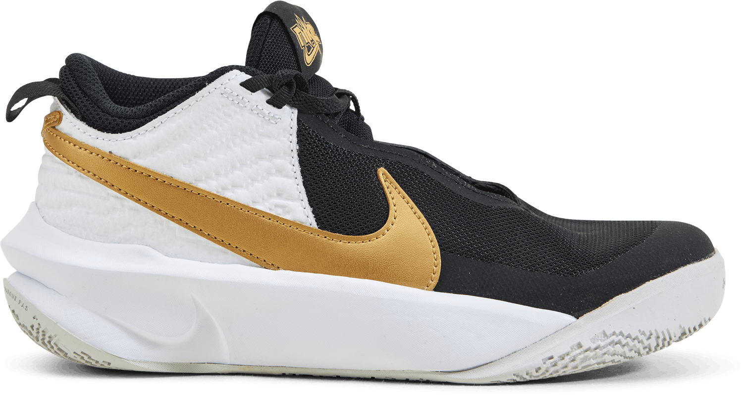 Team Hustle D 10 Big Kids' Basketball Shoes BLACK/METALLIC GOLD-WHITE-PHOTON DUST, Unisex, Shoes, Trainers, Black, UK 5,5