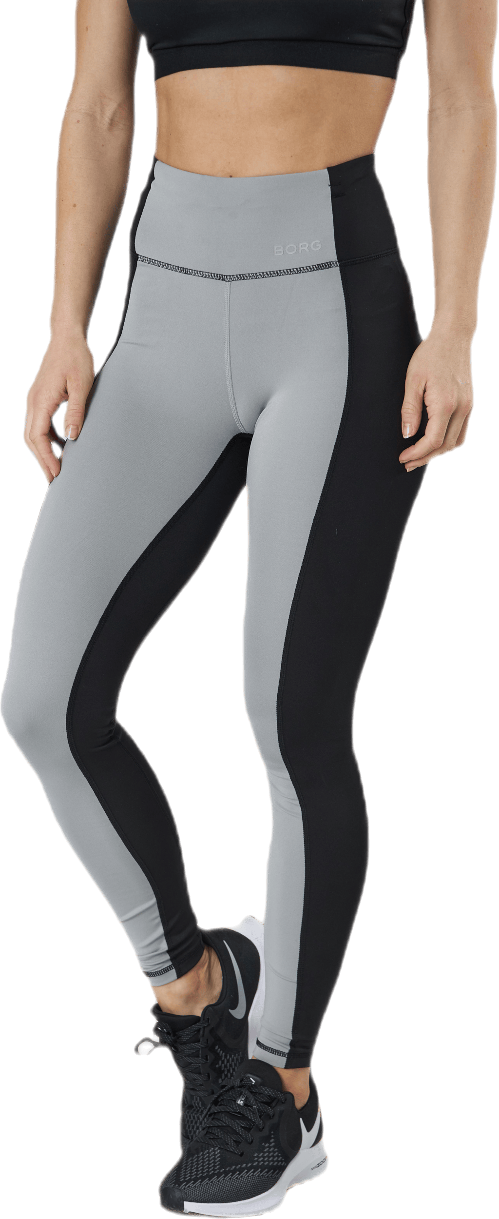 Borg High Waist Two-Tone Grey, Female, Apparels, Leggings, Workout, Grey, 36