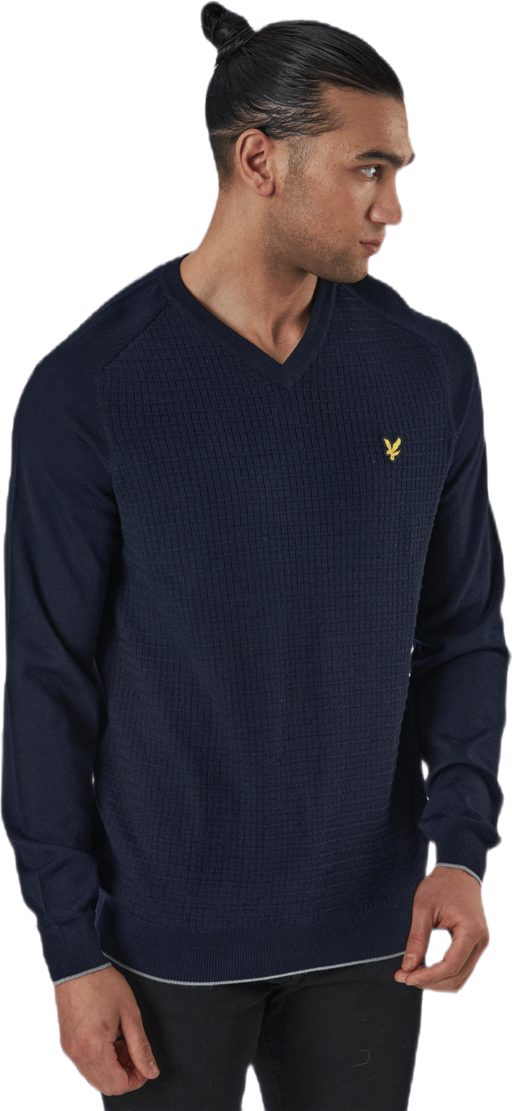 Grid Texture V Neck Jumper Blue - Bild 2