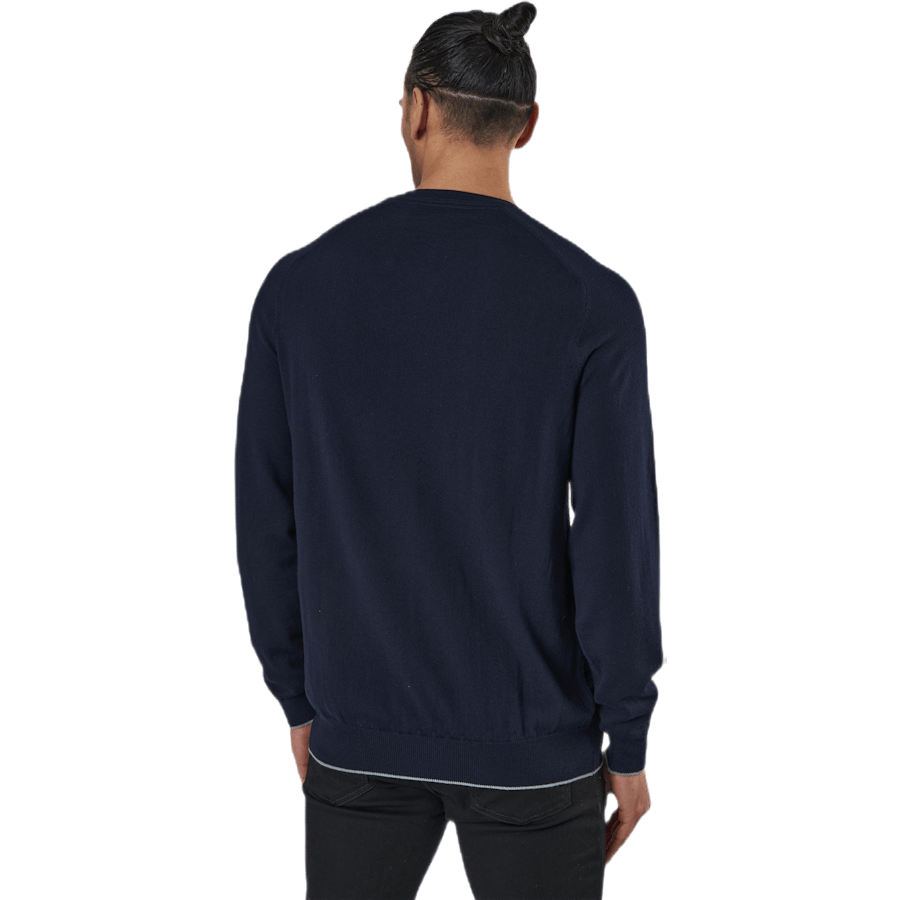 Grid Texture V Neck Jumper Blue - Bild 3