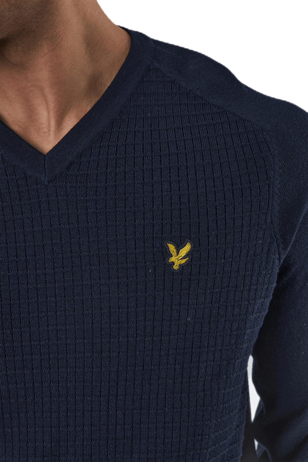 Grid Texture V Neck Jumper Blue - Bild 4