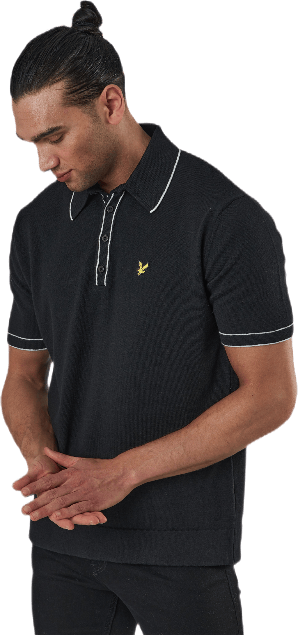 Knitted Branded Polo Black, Male, Odzież, Podkoszulek, Golf, Czarny, M