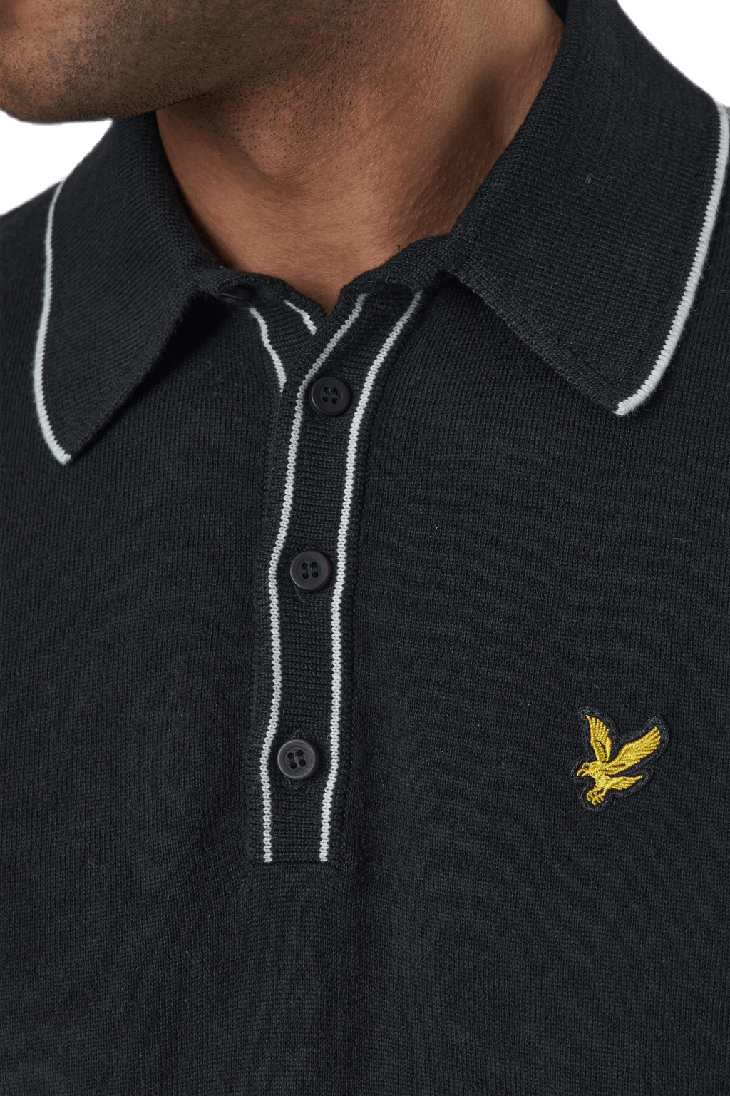 Knitted Branded Polo Black - Bild 4