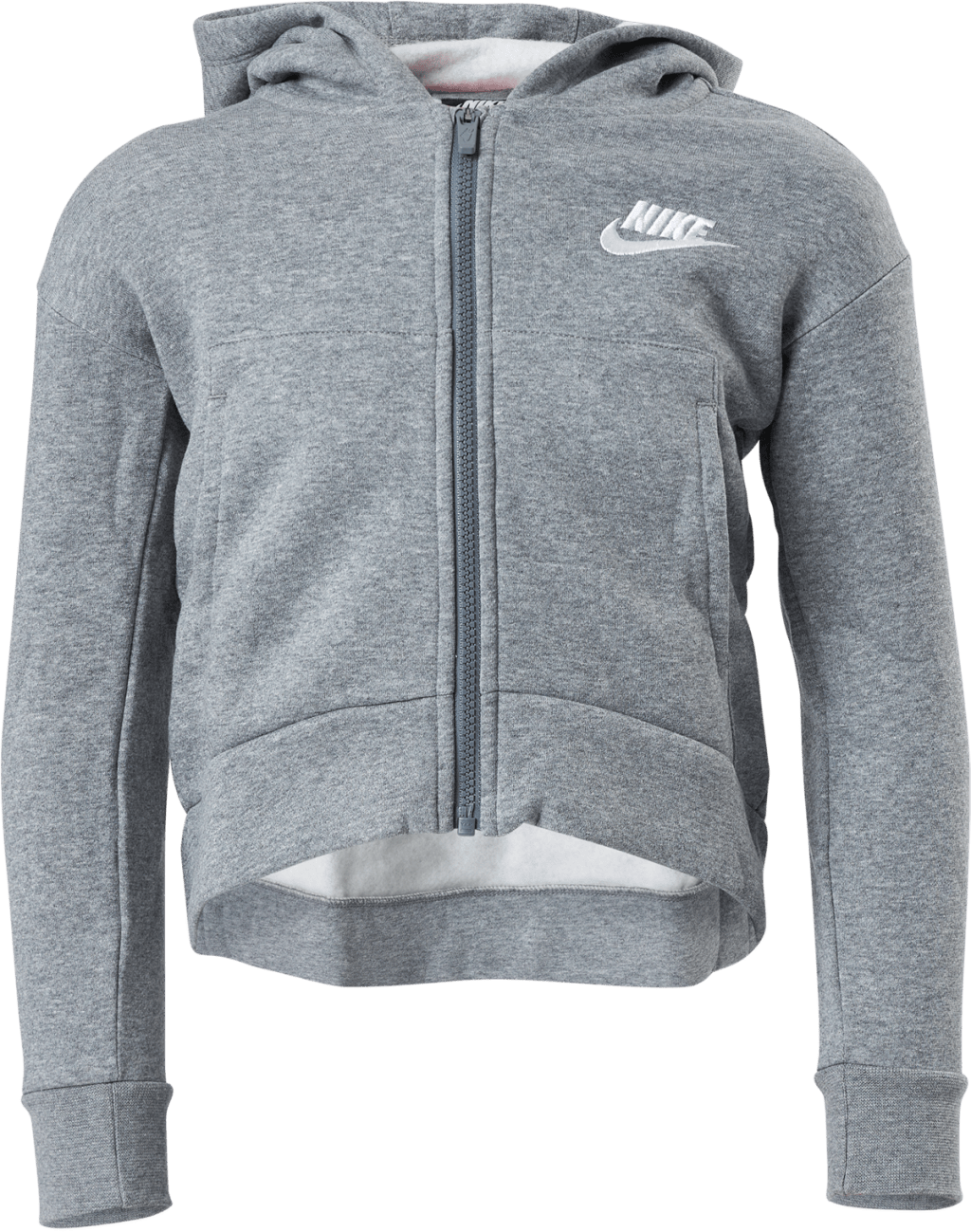 Sportswear Club Fleece Big Kids’ (Girls’) Full-Zip Hoodie CARBON HEATHER/WHITE