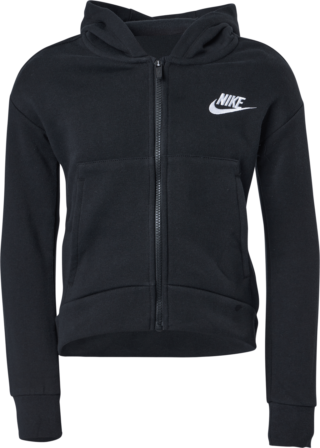 Sportswear Club Fleece Big Kids' (Girls') Full-Zip Hoodie BLACK/WHITE, Unisex, Ropa, Camisas, Negro, S