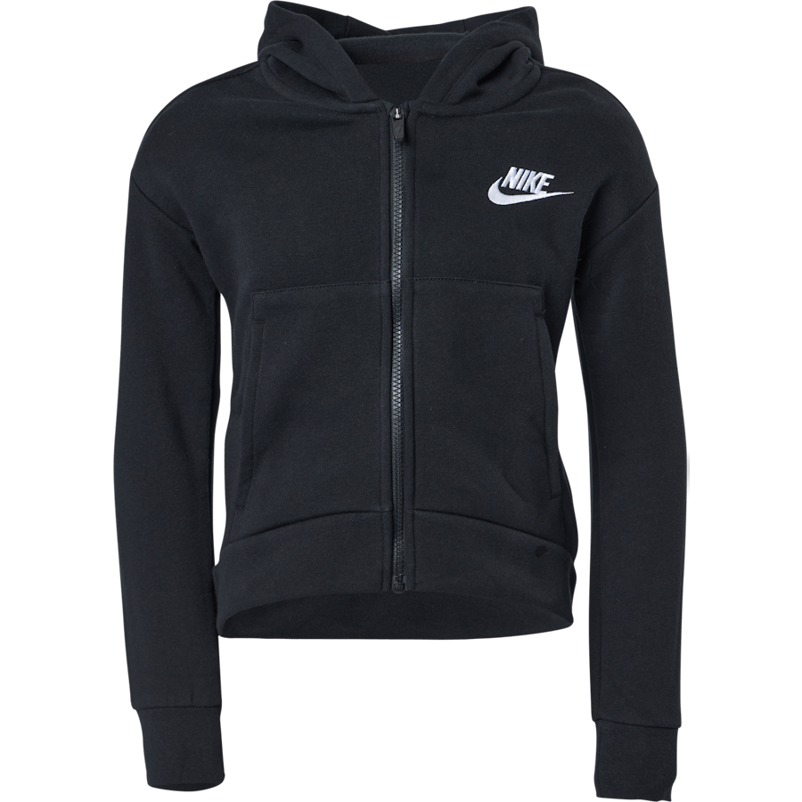 Sportswear Club Fleece Big Kids’ (Girls’) Full-Zip Hoodie BLACK/WHITE