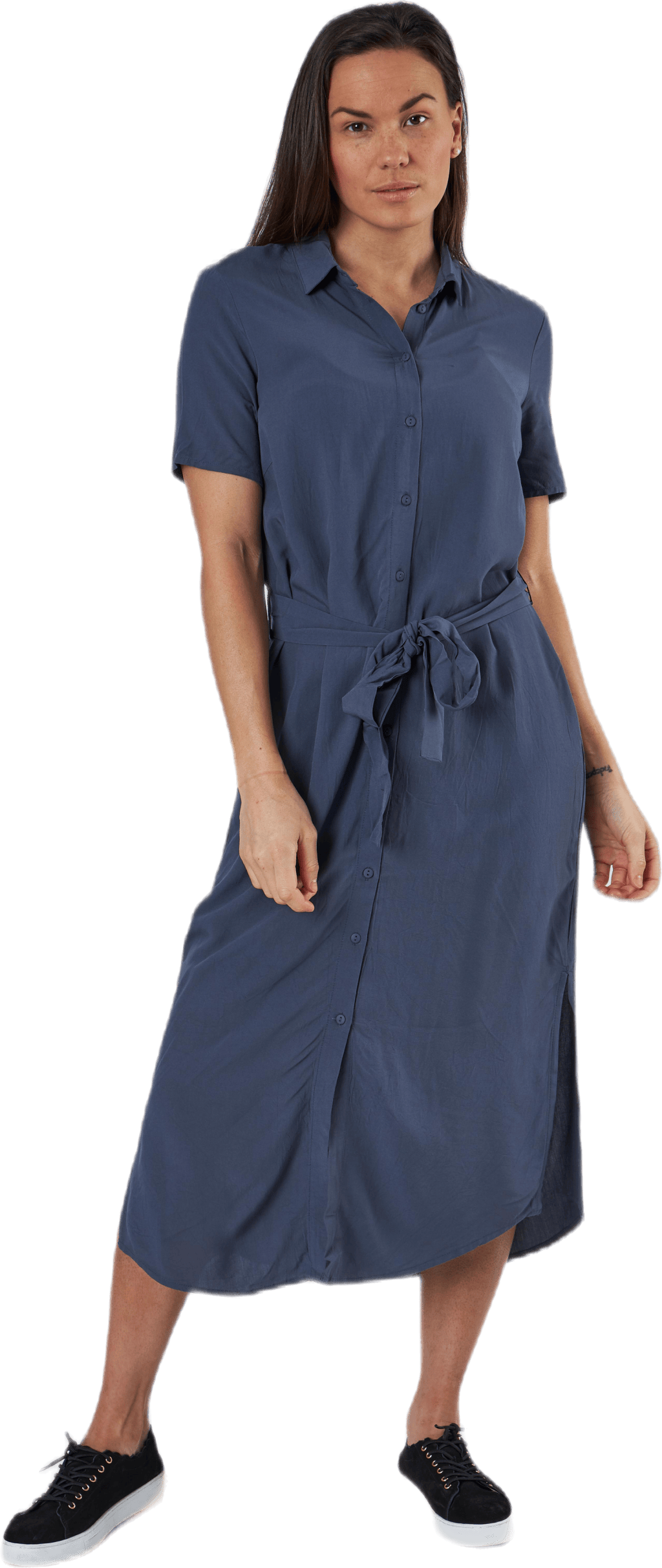 Cecilie Ss Long Dress Blue