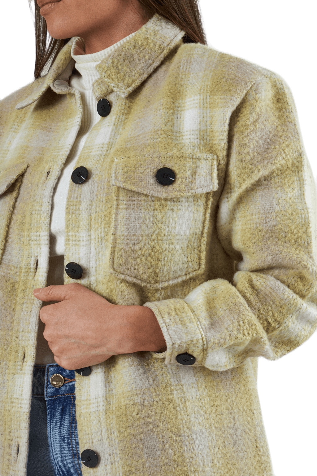 Deena-Oma L/S Check Shacket Cc Pnt White - Bild 5