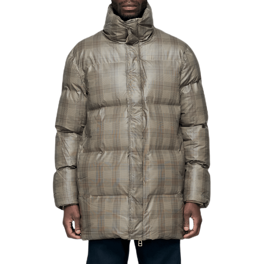 Check Puffer Coat Khaki