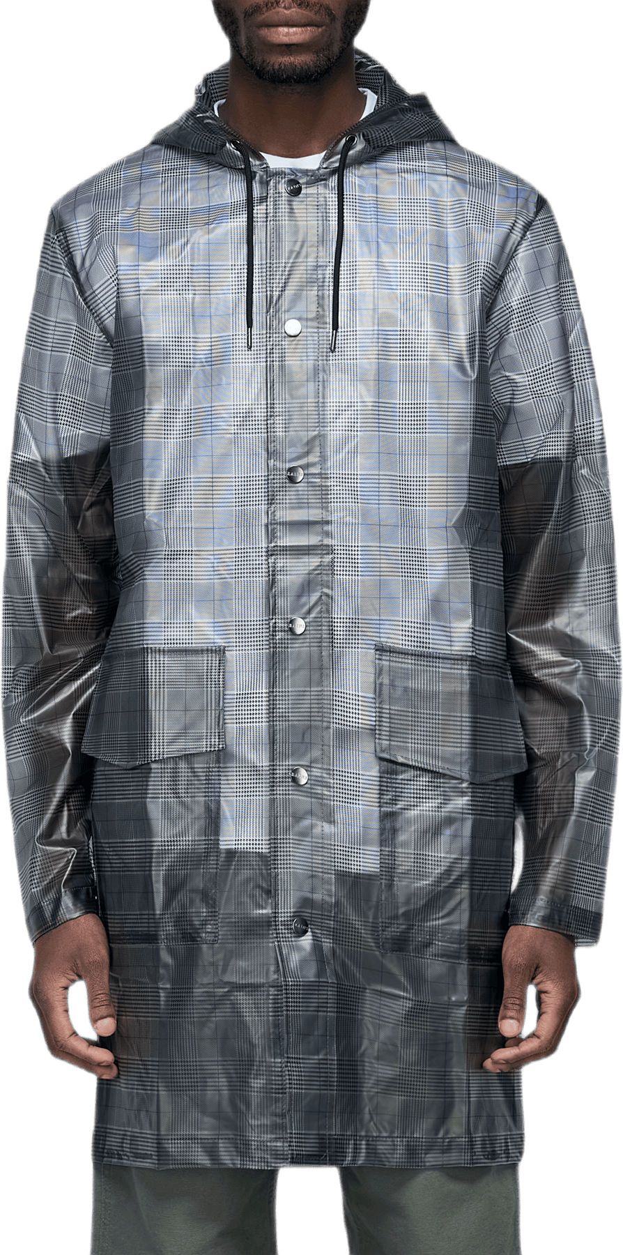 Check Hooded Coat Gray