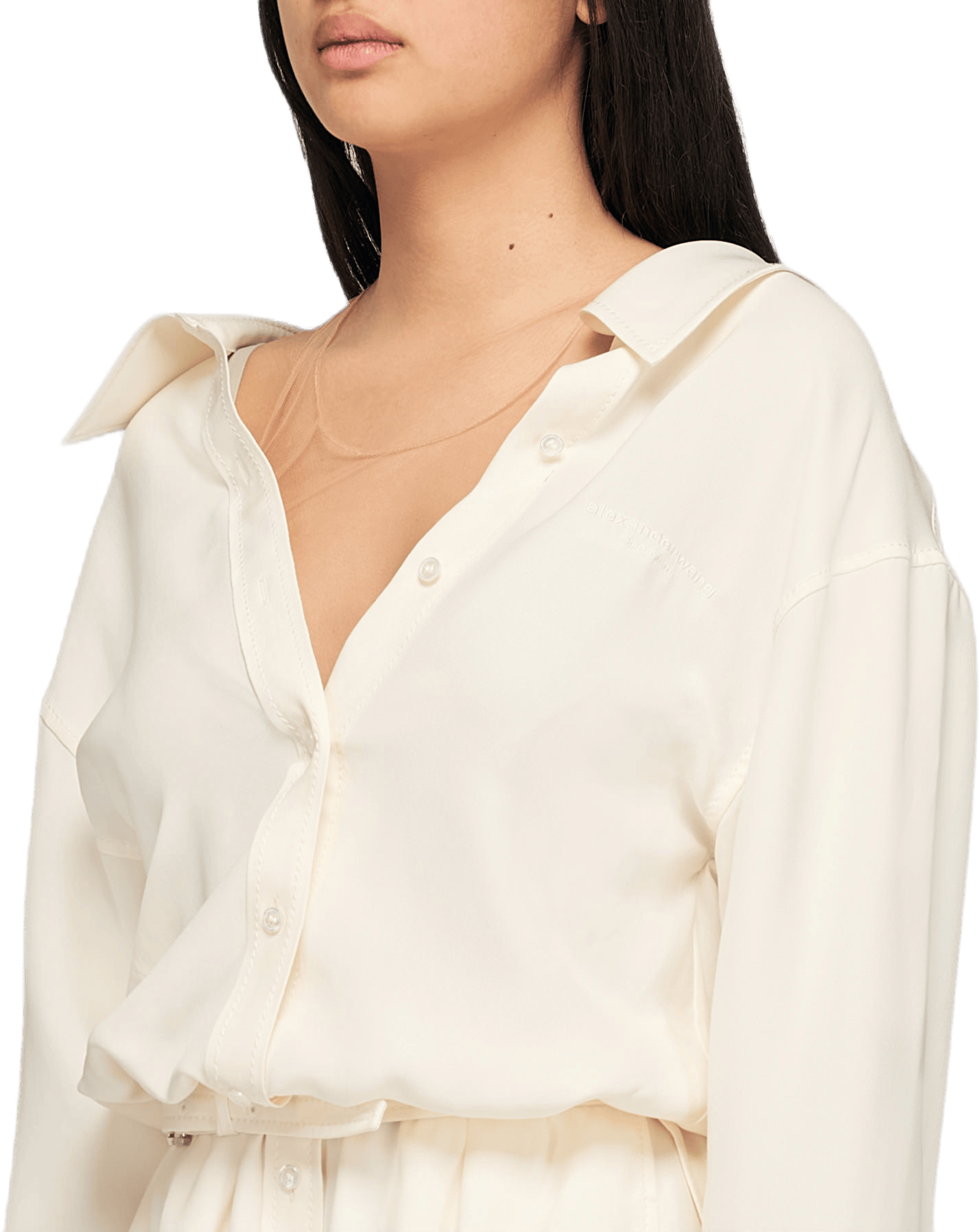 Falling Shoulder Shirt Dress W White - Bild 3