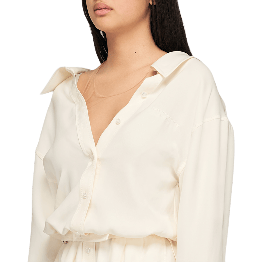 Falling Shoulder Shirt Dress W White - Bild 3