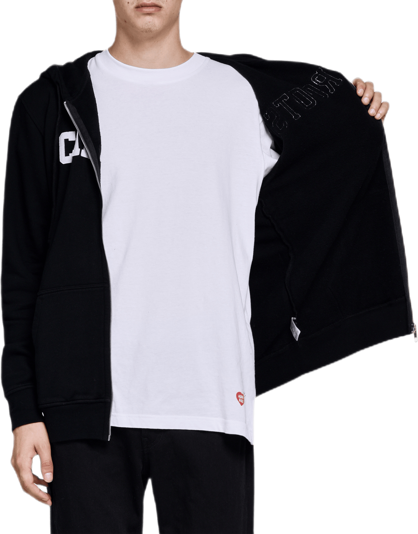 Felt Logo Zip Hoodie Black - Bild 8