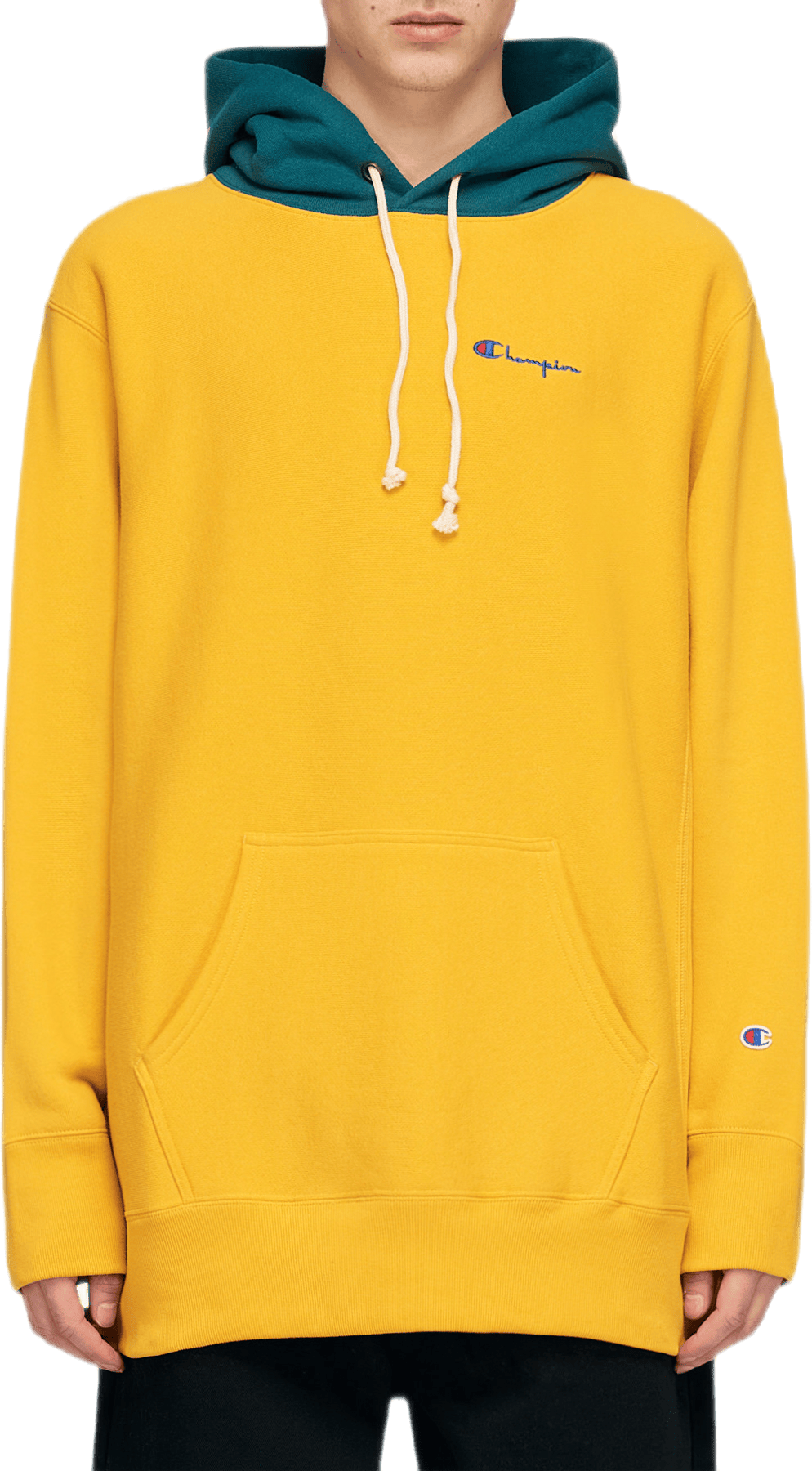 Color Block Hooded Sweatshirt Yellow