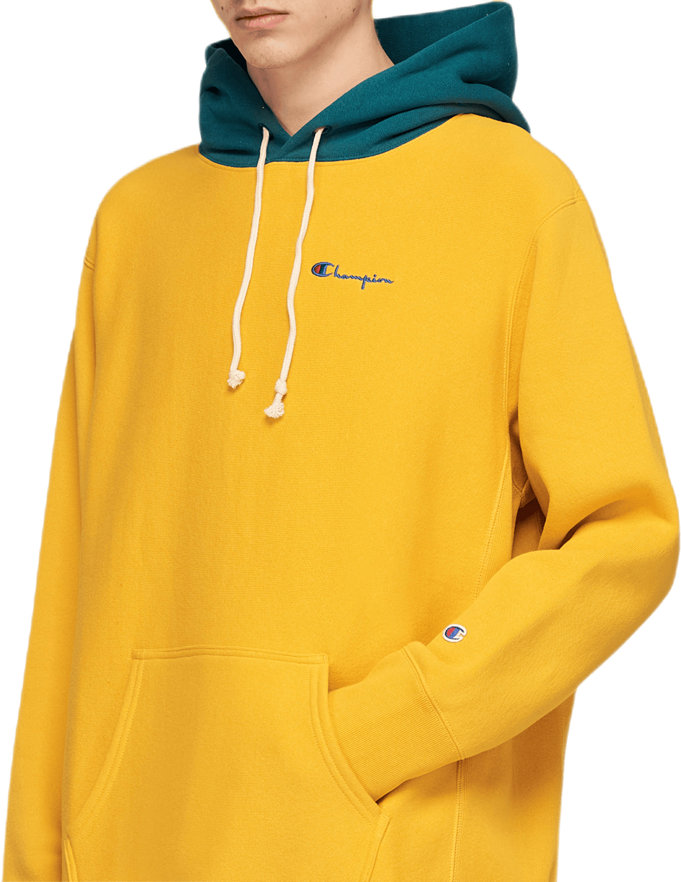 Color Block Hooded Sweatshirt Yellow - Bild 2