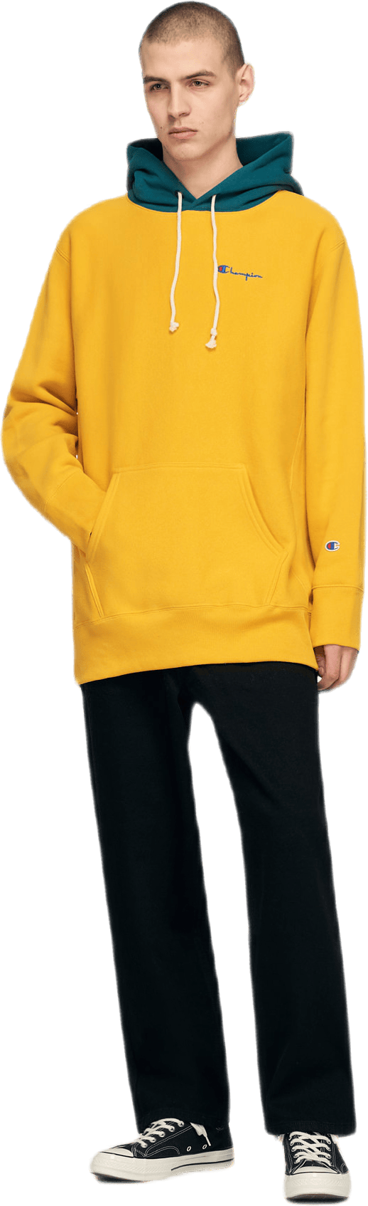 Color Block Hooded Sweatshirt Yellow - Bild 4