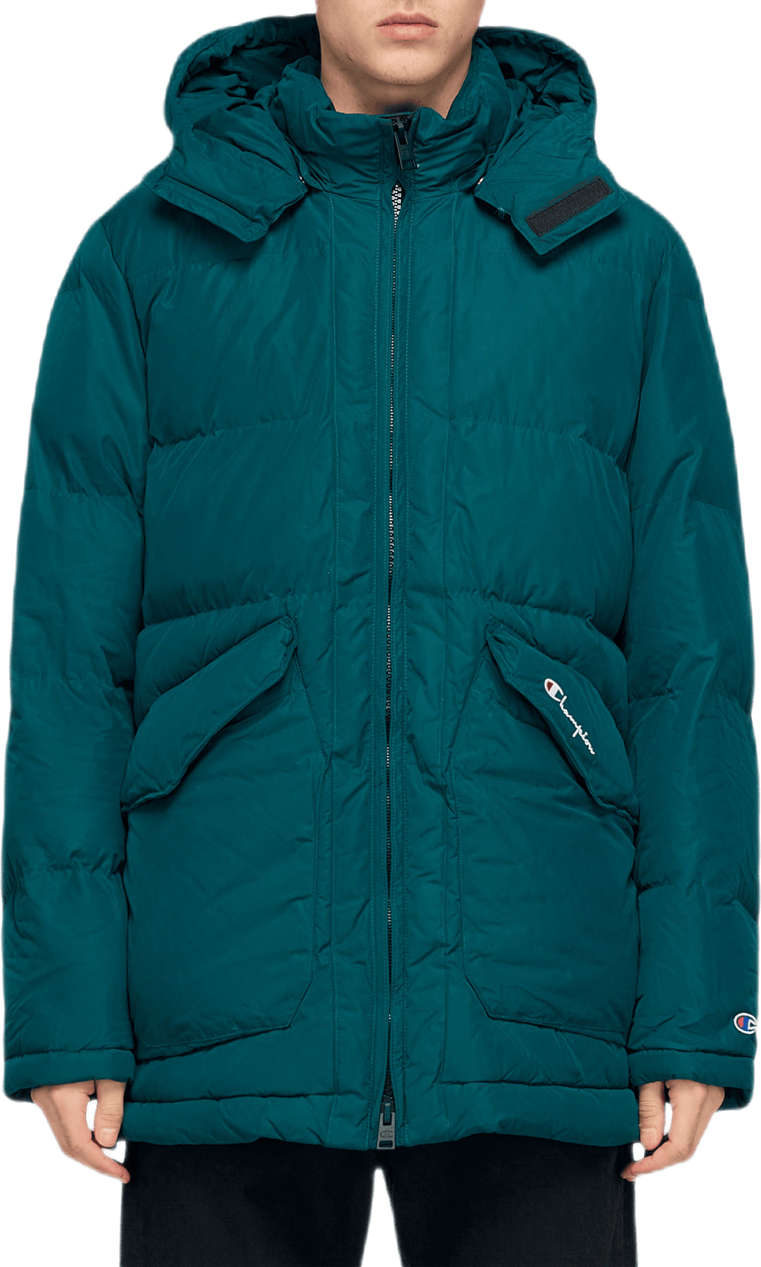 Long Hooded Puff Jacket Green