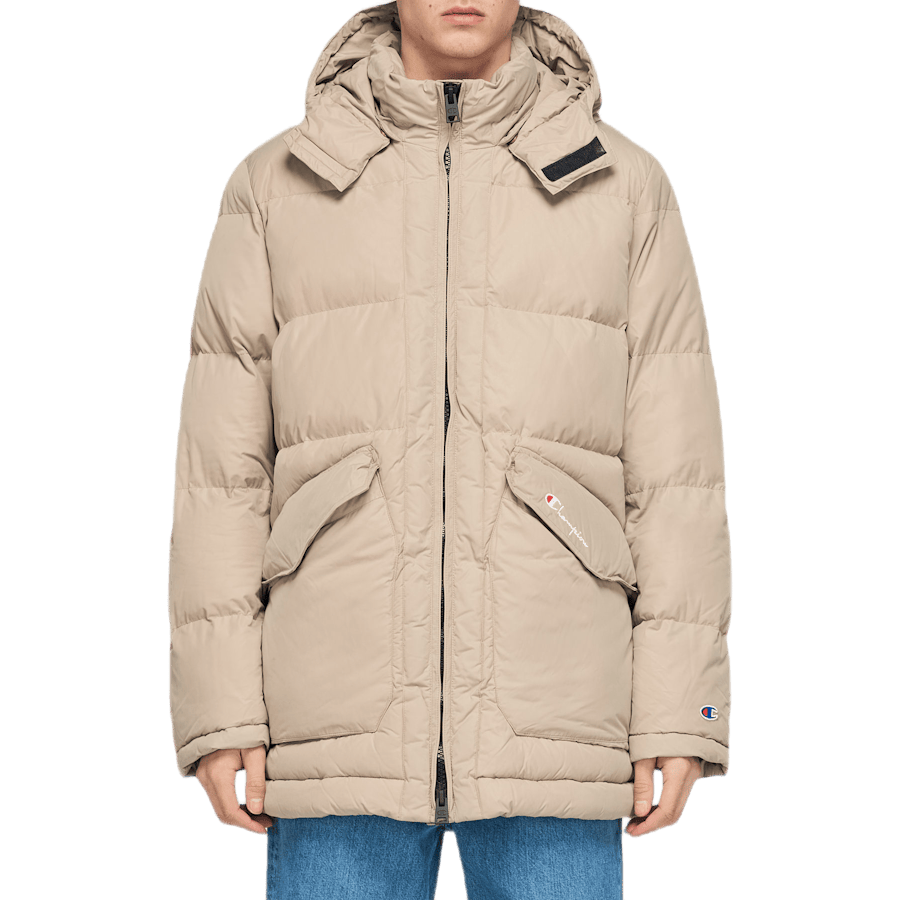 Long Hooded Puff Jacket Khaki