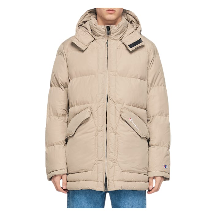 Long Hooded Puff Jacket Khaki, Male, Apparels, jackets, Beige, XL