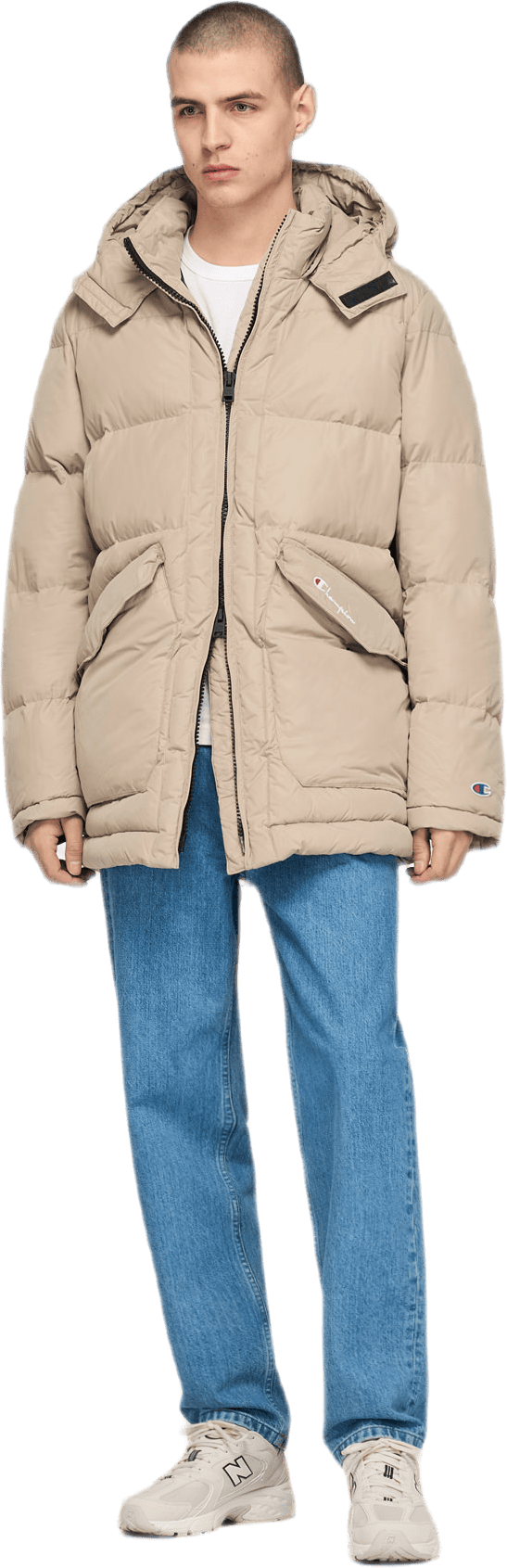 Long Hooded Puff Jacket Khaki - Bild 2