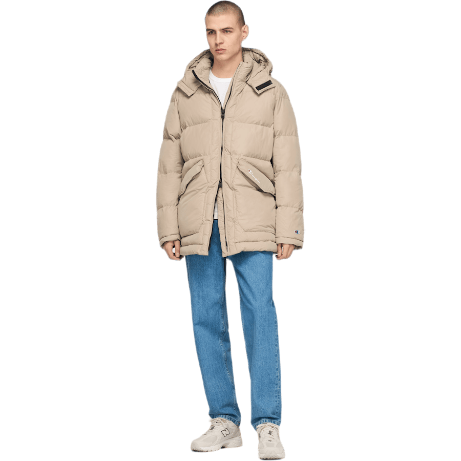 Long Hooded Puff Jacket Khaki - Bild 2