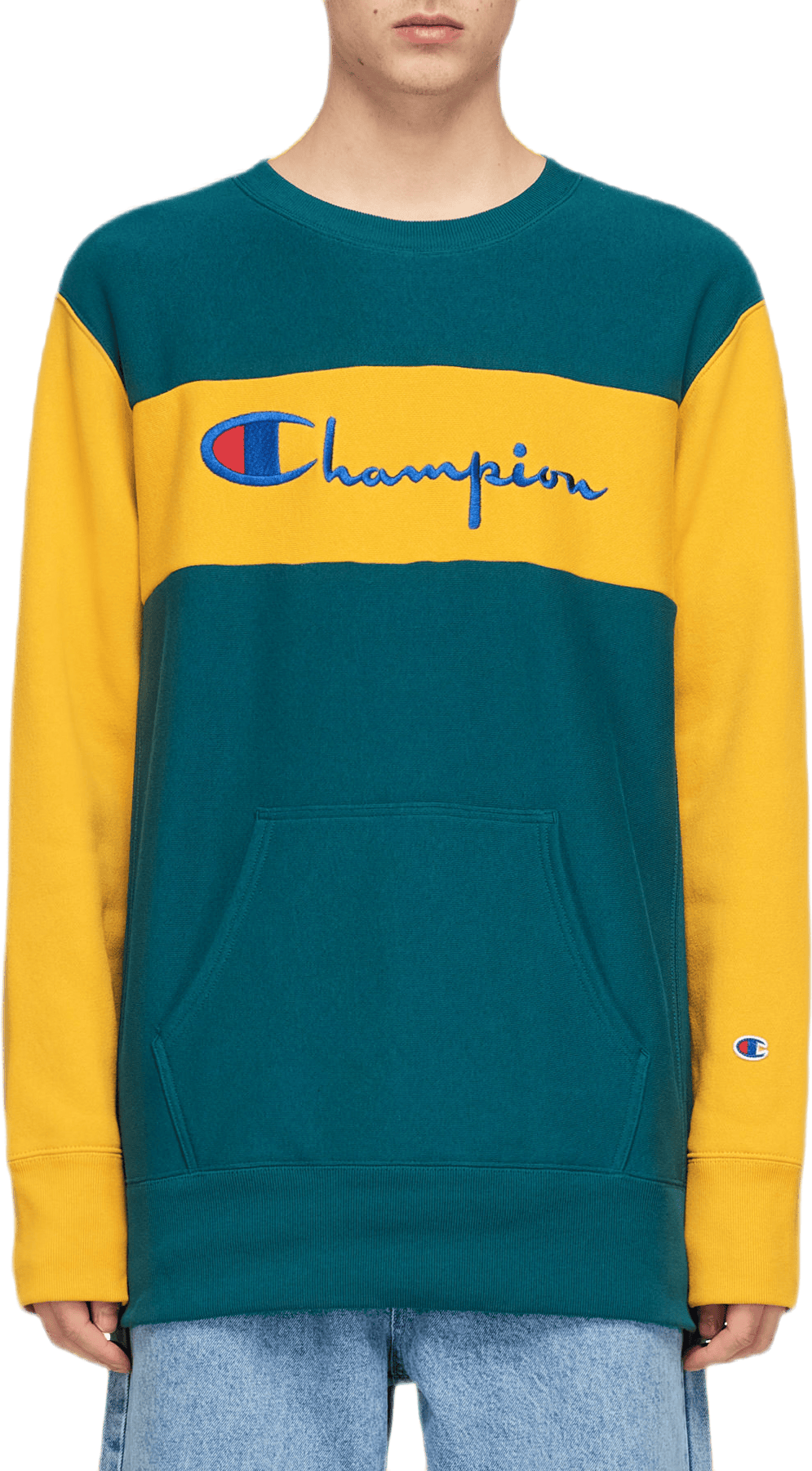 Color Block Crewneck Sweatshir Green