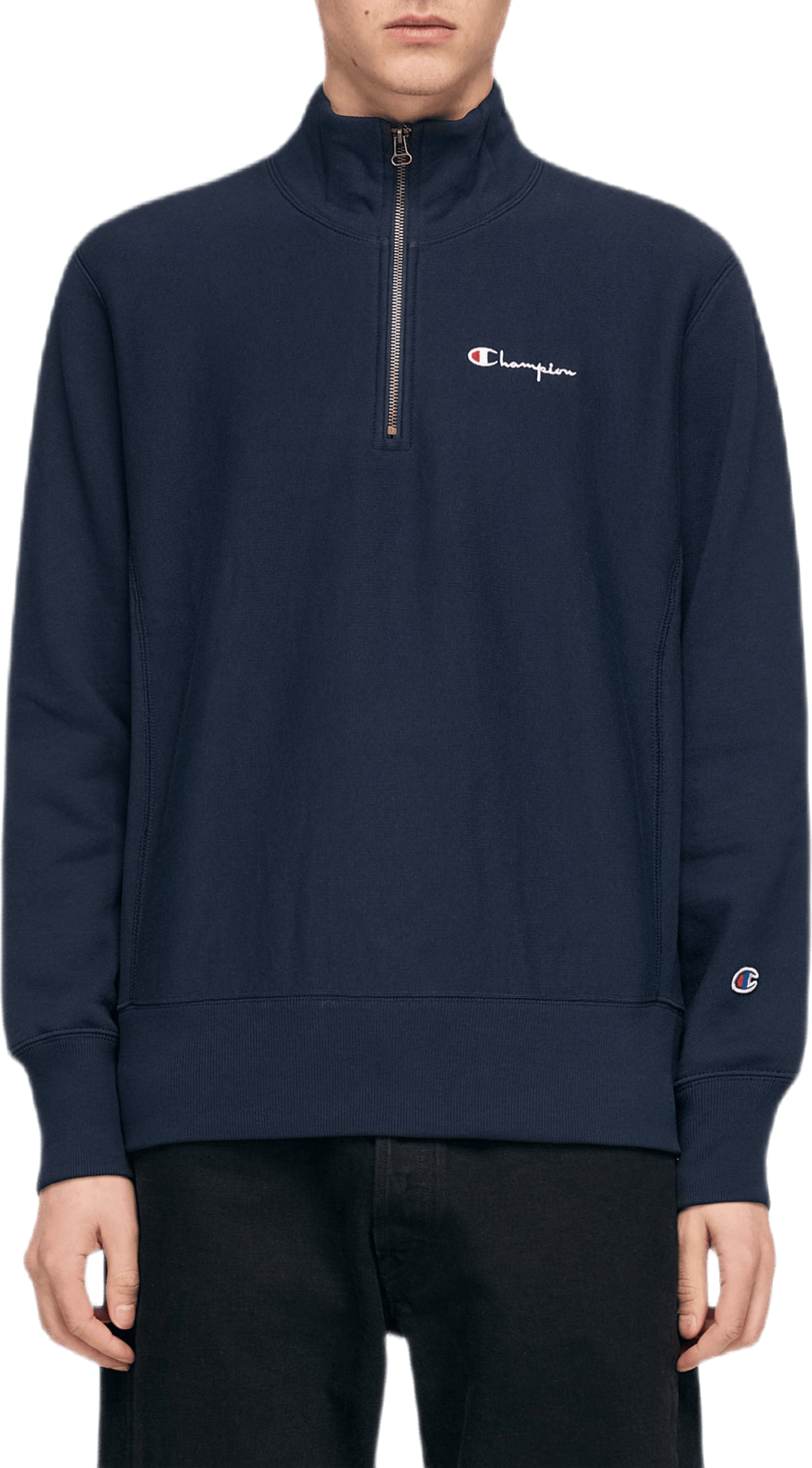 Small Script Half Zip Sweatshi Blue