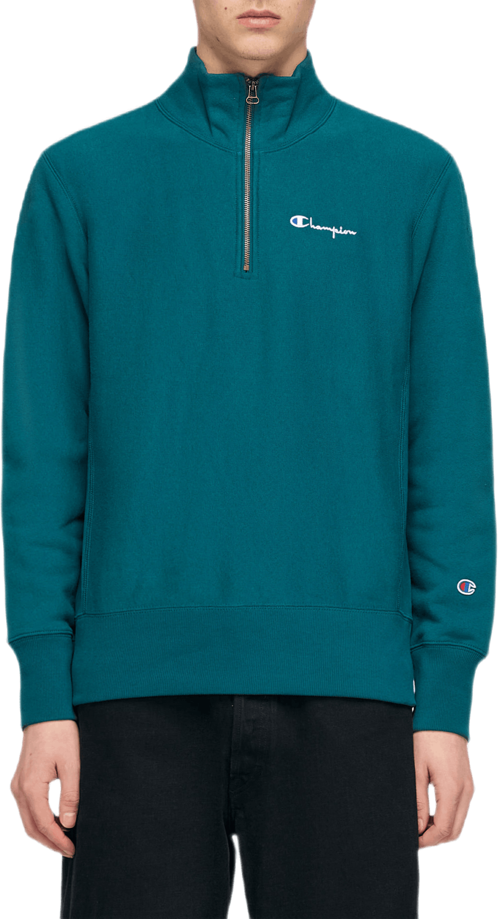 Small Script Half Zip Sweatshi Green, Male, Tøj, hættetrøjer og sweatshirts, Grøn, L