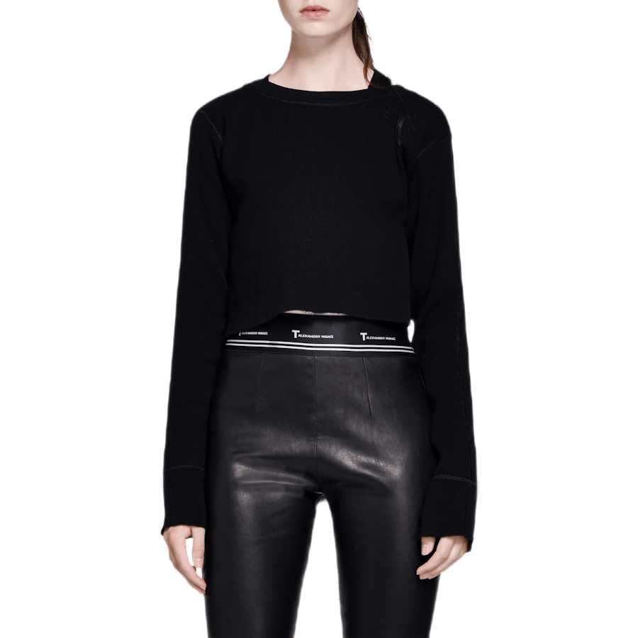 Cropped Boatneck Sweater Black