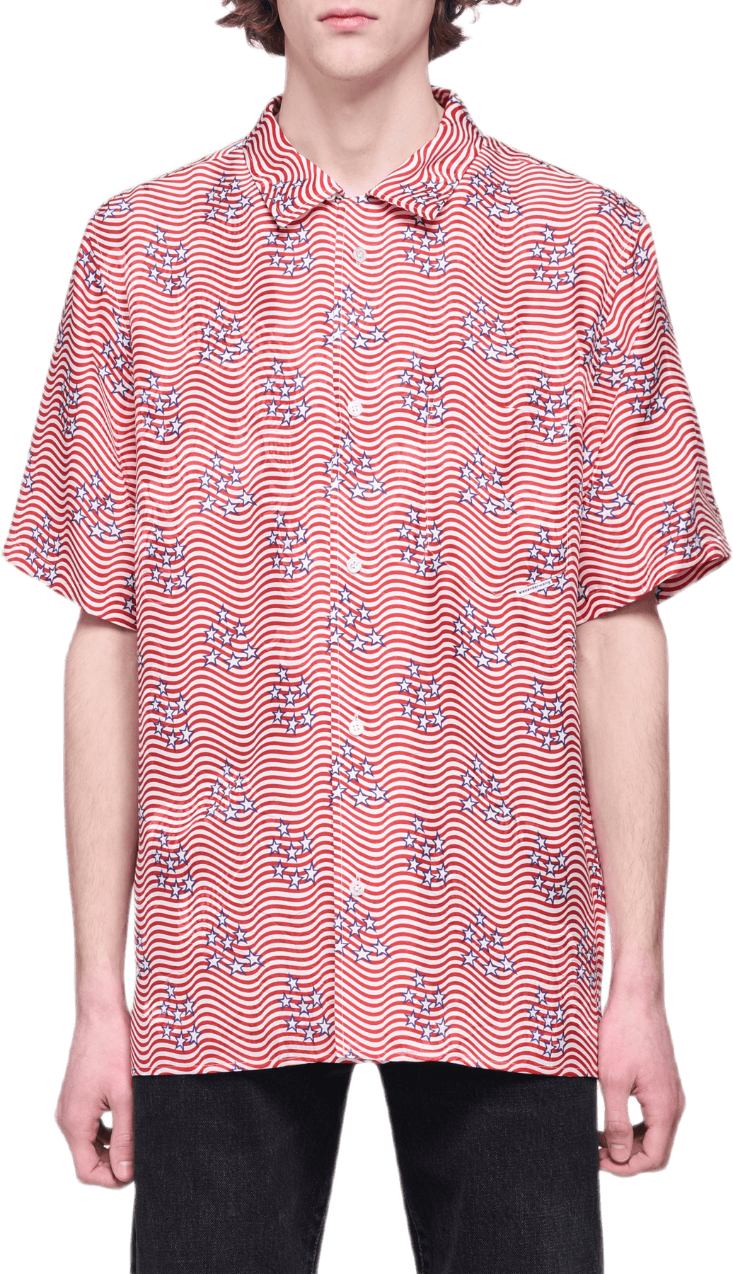 Flag Printed Dragon Shirt Pink