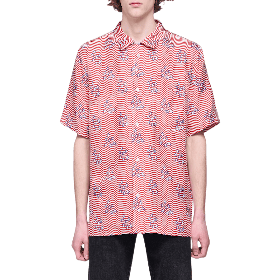 Flag Printed Dragon Shirt Pink