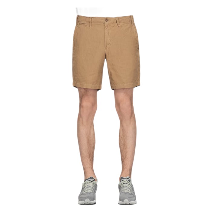 8-Inch Straight Fit Linen-Blend Short, Male, Odzież, Spodenki, Brązowy, W32