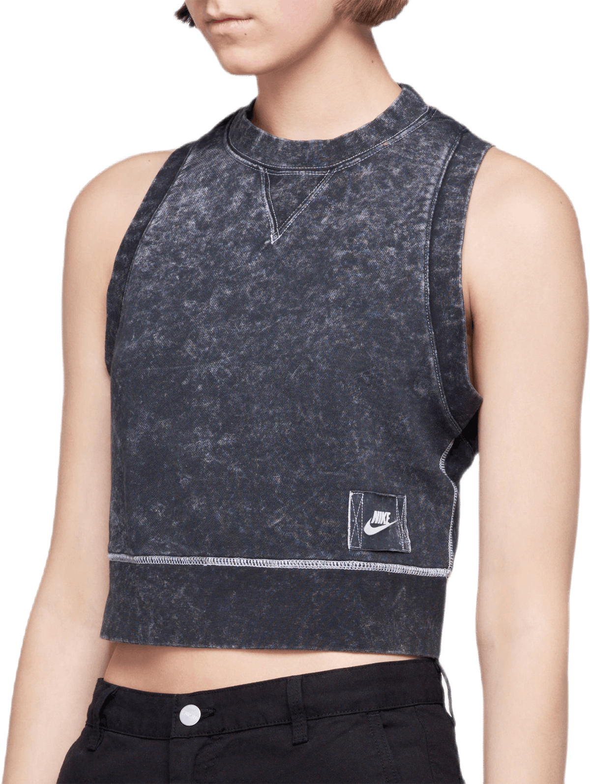 W Cropped French Terry Tank To Black