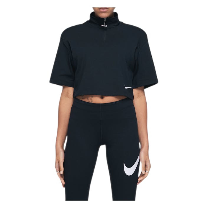 W Swoosh Top Ss Mock Black, Female, Bekleidung, Tops, Trainieren, Schwarz, M