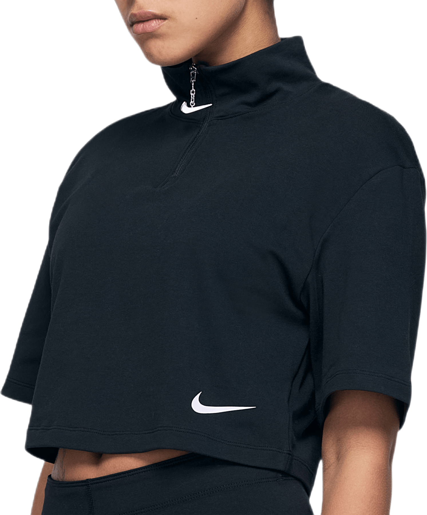 W Swoosh Top Ss Mock Black - Bild 2