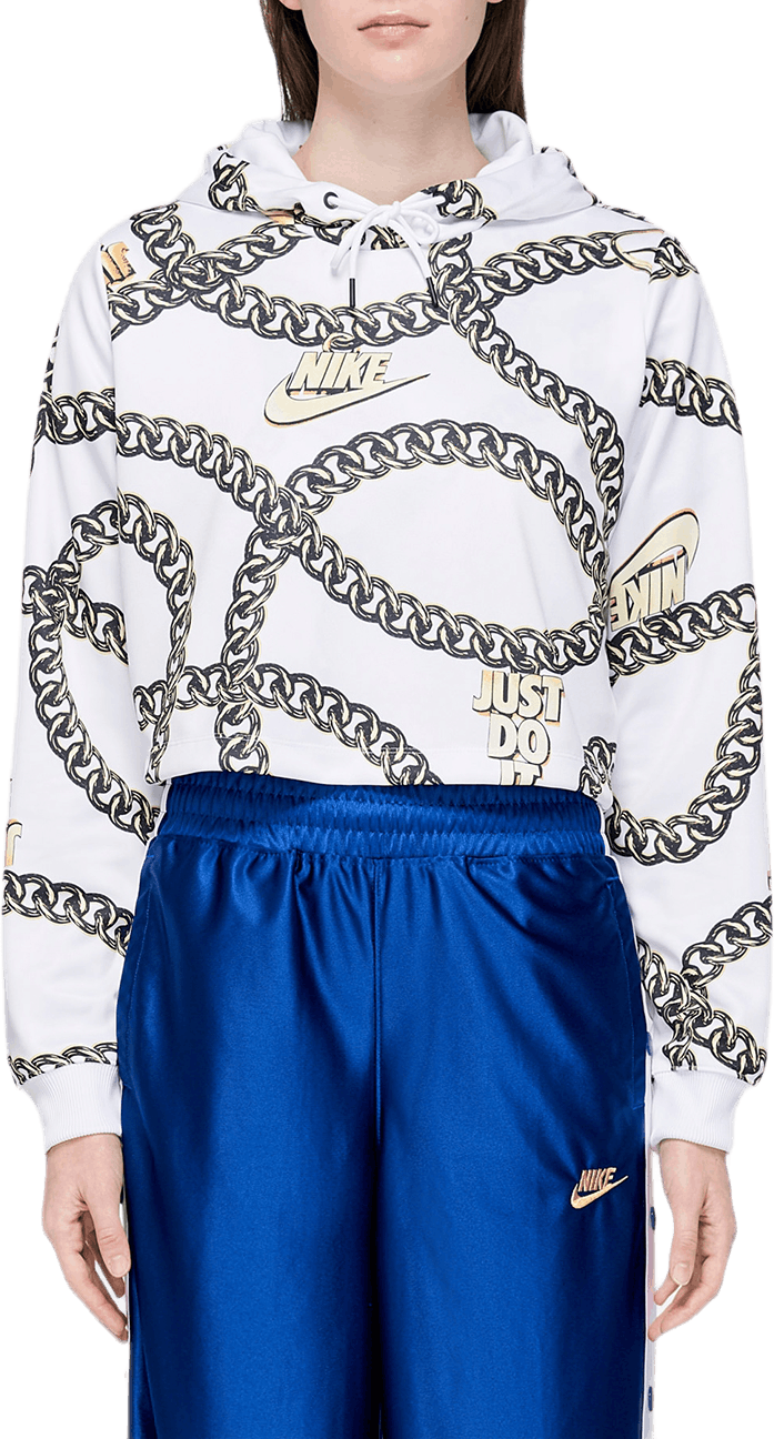 W Crop Top Hoodie White, Female, Kläder, hoodies och sweatshirts, Blå, M