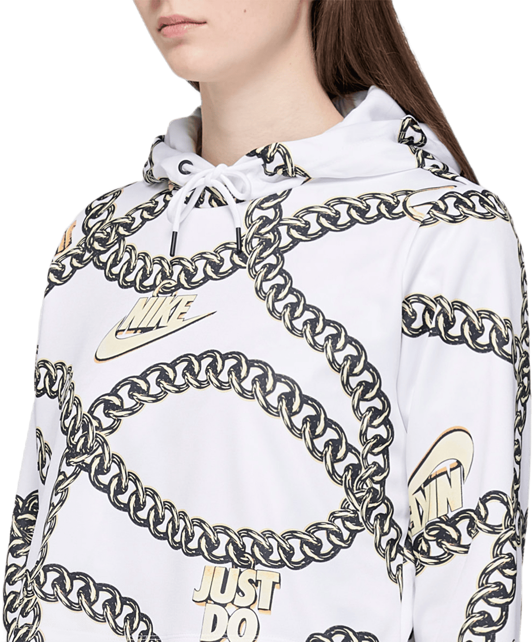 W Crop Top Hoodie White - Bild 3