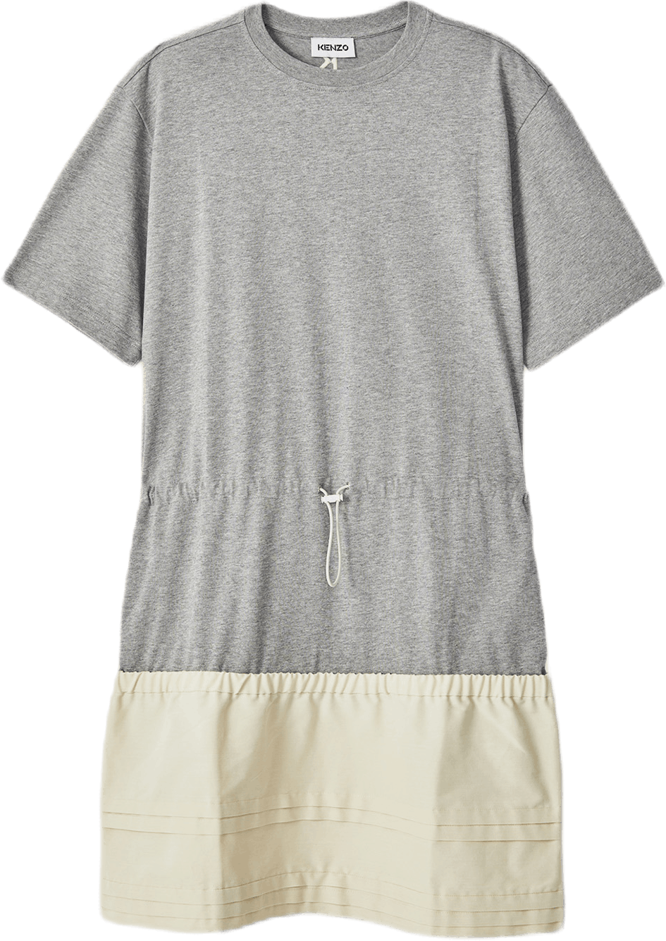 Dual Material T-shirt Dress Gray
